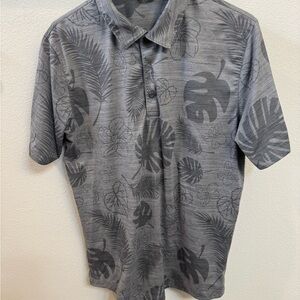 Puma Gray Tropical Print Men's Golf Polo Shirt